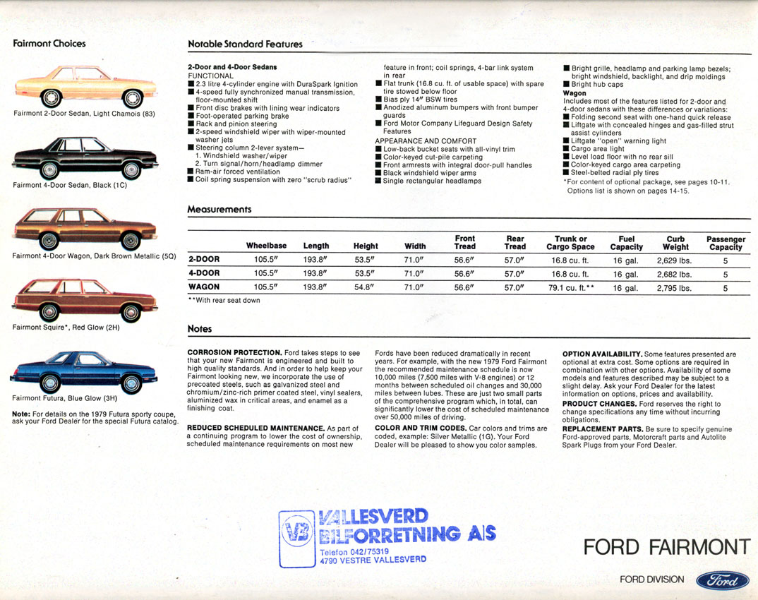 1979 Ford Fairmnot Brochure Page 10